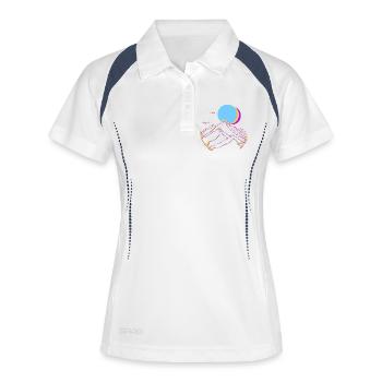 Montagnes néon, Lune, Soleil, Sommets géométriques - Polo respirant Femme - blanc/marine - Devant