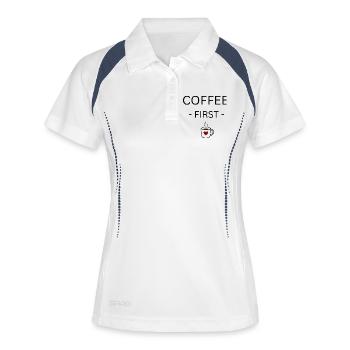 Tasse de cœur CaféAmour - Polo respirant Femme - blanc/marine - Devant