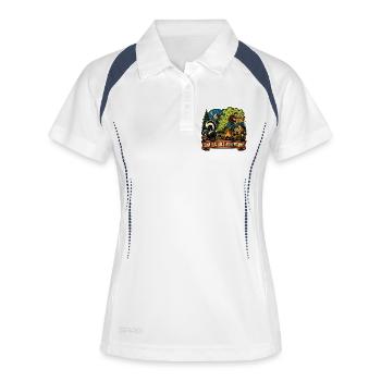 Lustiges Stinktier-Camping-Abenteuer Retro-Kunst - Frauen Polo atmungsaktiv - Weiß/Navy - Vorne