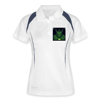 Waldgeist Hirsch im Dreieck - Frauen Polo atmungsaktiv - Weiß/Navy - Vorne