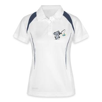 Schulkind Angeln Elefanten - Frauen Polo atmungsaktiv - Weiß/Navy - Vorne