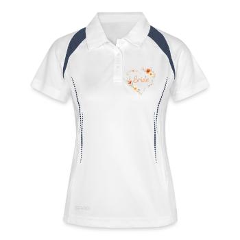 Mariée ! Cœur floral bohème, design floral, Per - Polo respirant Femme - blanc/marine - Devant
