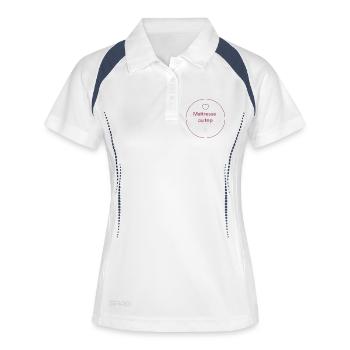 Maîtresse au top cercle rose - Polo respirant Femme - blanc/marine - Devant