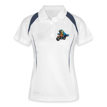Perroquet à moto - Polo respirant Femme - blanc/marine - Devant