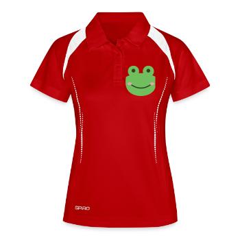 Grenouille souriante verte - Polo respirant Femme - blanc/marine - Devant