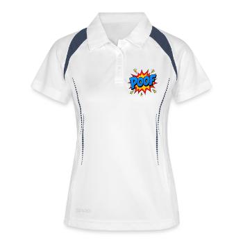 POOF Comic Lettering – Explosion d’action pop art - Polo respirant Femme - blanc/marine - Devant