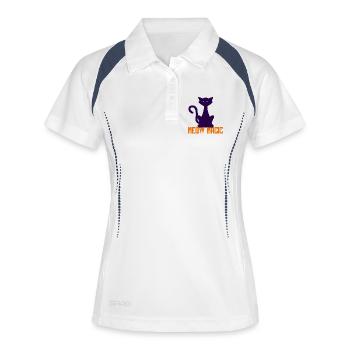 Miaou Silhouette du chat magique - Polo respirant Femme - blanc/marine - Devant