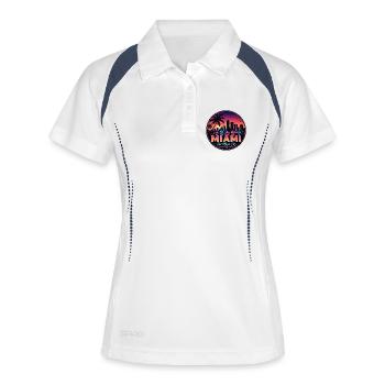 Miami Magic City Retro Sunset Palm Badge - Women's Polo breathable - white/navy - Front