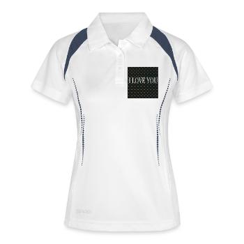 I Love You – Motif Cœurs Répétés - Polo respirant Femme - blanc/marine - Devant