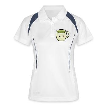 Kawaii Winking Matcha Tasse de thé vert - Polo respirant Femme - blanc/marine - Devant