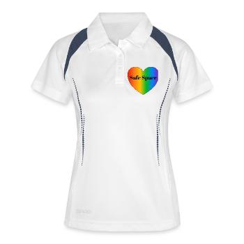 Espace sûr drapeau de la fierté LGBT - Polo respirant Femme - blanc/marine - Devant