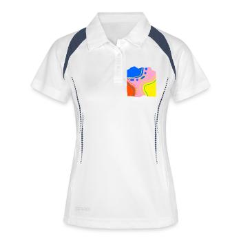 Œuvres d’art abstraites en flux de couleurs - Polo respirant Femme - blanc/marine - Devant