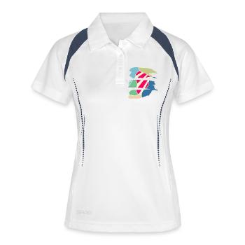 Design rétro moderne en couleurs - Polo respirant Femme - blanc/marine - Devant