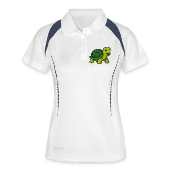 Aventure de la Tortue Pixel - Polo respirant Femme - blanc/marine - Devant