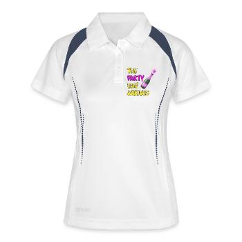 THE PARTY HAS ARRIVED, KANN LOS GEHEN MAUS - Frauen Polo atmungsaktiv - Weiß/Navy - Vorne