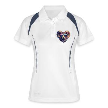 Tête de bélier colorée avec des lunettes de soleil - Polo respirant Femme - blanc/marine - Devant
