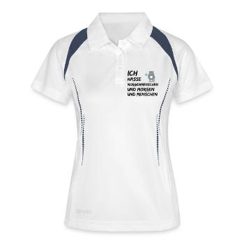 ICH HASSE MORGENMENSCHEN UND MORGEN UND MENSCHEN - Frauen Polo atmungsaktiv - Weiß/Navy - Vorne