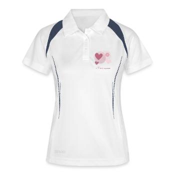 MAMAN. FÊTE DES MÈRES. COEUR. FÊTE. MERCI - Polo respirant Femme - blanc/marine - Devant