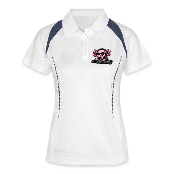 Axolotl Beats – Mignon Axolotl en tant que DJ - Polo respirant Femme - blanc/marine - Devant