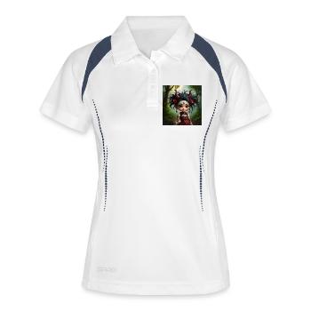 Gotisches Mädchen im Wald - Frauen Polo atmungsaktiv - Weiß/Navy - Vorne