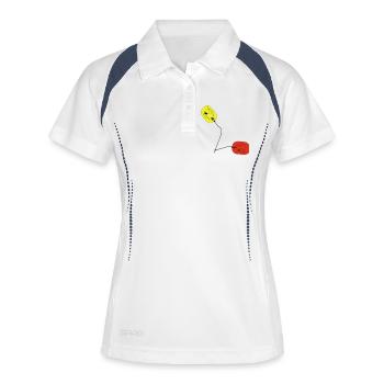 Defibrillator Paddels - Frauen Polo atmungsaktiv - Weiß/Navy - Vorne