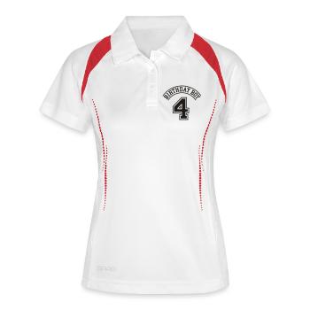 Garçon d'anniversaire quatre années - Polo respirant Femme - blanc/marine - Devant