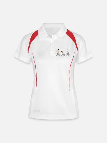 Artistic Cycling, Artistic Cycling, Indoor Cycling, Girls - Women's Polo breathable - white/navy