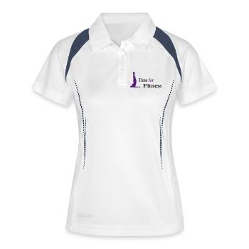 fitness - Frauen Polo atmungsaktiv - Weiß/Navy - Vorne