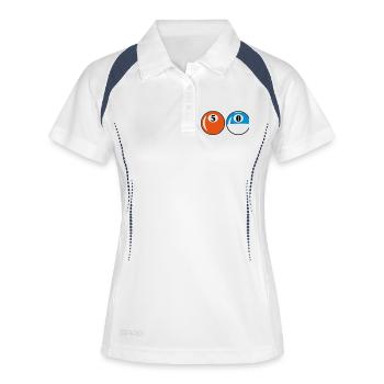 Billardkugeln - 50 Jahre Geburtstag - Frauen Polo atmungsaktiv - Weiß/Navy - Vorne