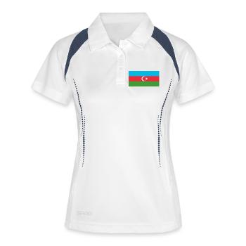 Autocollant drapeau de l'Azerbaïdjan Aufkleber Azerbaïdjan - Polo respirant Femme - blanc/marine - Devant