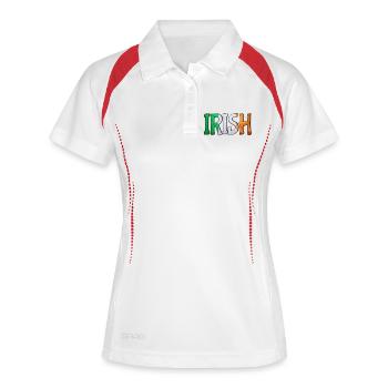 Irish Flag Letters Patchwork - Frauen Polo atmungsaktiv - Weiß/Navy - Vorne