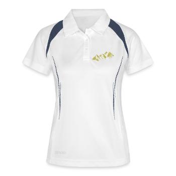 Berge - Frauen Polo atmungsaktiv - Weiß/Navy - Vorne