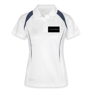 Lebe dein Leben – Glücklich sein - Frauen Polo atmungsaktiv - Weiß/Navy - Vorne