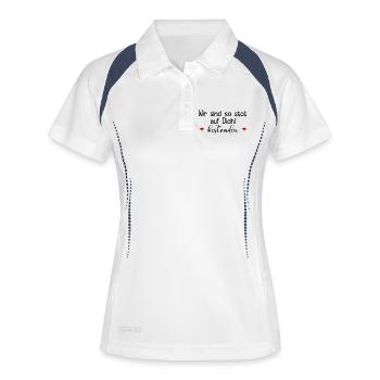 STOLZ ABSCHLUSS BESTANDEN SPRÜCHE - Frauen Polo atmungsaktiv - Weiß/Navy - Vorne