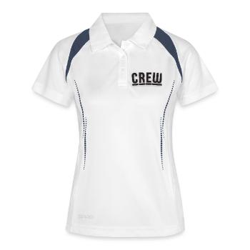 Crew-Design mit Berliner Charme - Frauen Polo atmungsaktiv - Weiß/Navy - Vorne