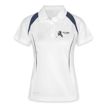 Illustration d’action de hockey sur glace - Polo respirant Femme - blanc/marine - Devant