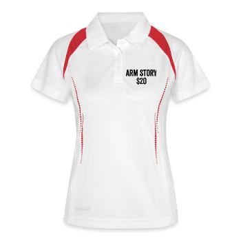 Arm Story $20 Amputierte Lustig Einen Arm verloren - Frauen Polo atmungsaktiv - Weiß/Navy - Vorne