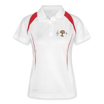 Trophée Vainqueur Champion Sport Compétition Cœur - Polo respirant Femme - blanc/marine - Devant