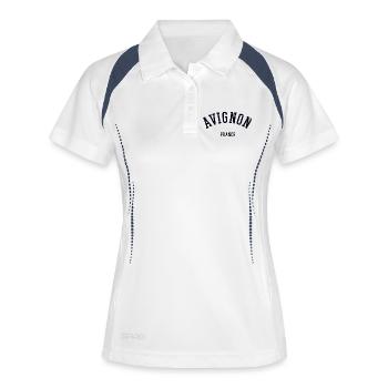 Avignon France Frankreich - Frauen Polo atmungsaktiv - Weiß/Navy - Vorne