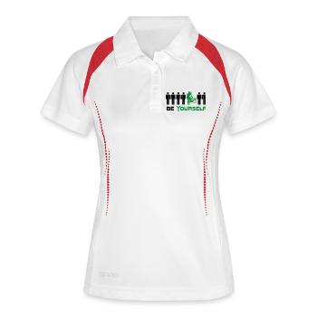 Cycling ball, cycleball, cyclisme en salle - Polo respirant Femme - blanc/marine - Devant