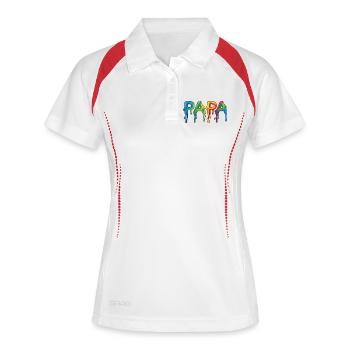 Gouttes arc-en-ciel en lettrage PAPA - Fête des pères - Polo respirant Femme - blanc/marine - Devant
