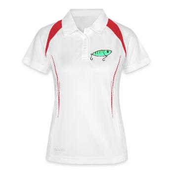 Icône du pêcheur à l’hameçon - Polo respirant Femme - blanc/marine - Devant