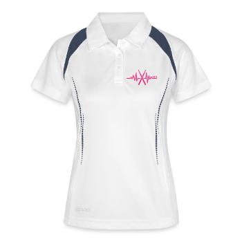 Schlagzeug Mama Perkussionistin - Frauen Polo atmungsaktiv - Weiß/Navy - Vorne