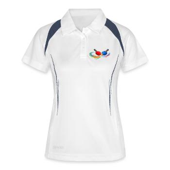 Tennis de table Chemise de raquette Sport de ping-pong - Polo respirant Femme - blanc/marine - Devant