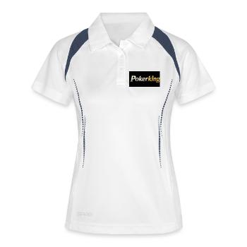 Pokerking Gold-Logo - Frauen Polo atmungsaktiv - Weiß/Navy - Vorne