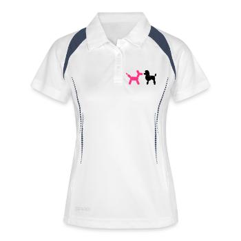 un caniche et un ballon-caniche - Polo respirant Femme - blanc/marine - Devant