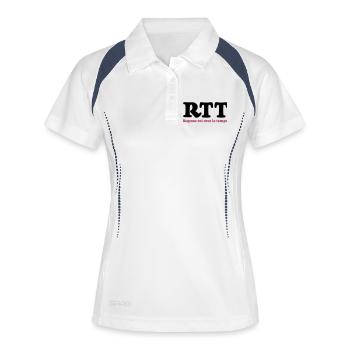 RTT - Rest die ganze Zeit - Frauen Polo atmungsaktiv - Weiß/Navy - Vorne