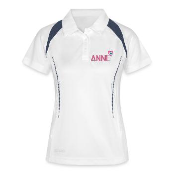 Anne mit Nazar Luftballon - Frauen Polo atmungsaktiv - Weiß/Navy - Vorne