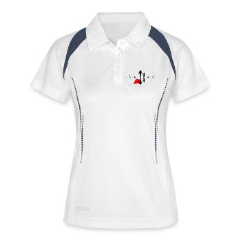 Karmesinrote Schatten-Silhouette - Frauen Polo atmungsaktiv - Weiß/Navy - Vorne