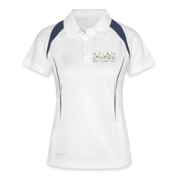 wiesenblume wild und ungezähmt wildblume blume - Frauen Polo atmungsaktiv - Weiß/Navy - Vorne